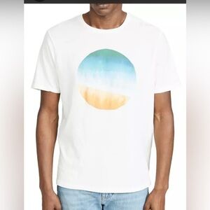 Frame Mens Sunset Graphic Short Sleeve T Shirt SizeL White Vintage Blanc